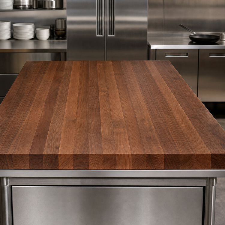 Product image #3 for John Boos Boos Block American Black Walnut Edge Grain Kitchen Countertop, 120 x 32 x 2-1/4 Inches, Varnique Finish