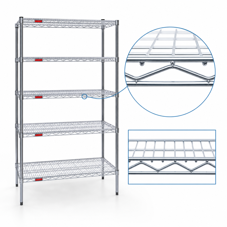 Product image #3 for Eagle Group Valu-Gard 5-Tier Stationary Wire Shelving Starter Unit, 24" W x 24" D x 74" H
