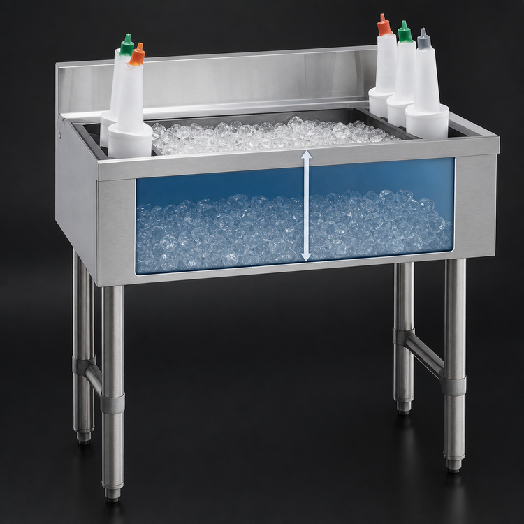 Product image #3 for Advance Tabco Underbar Basics 30-Inch Stainless Steel Cocktail Unit with 16-Inch Deep Ice Bin