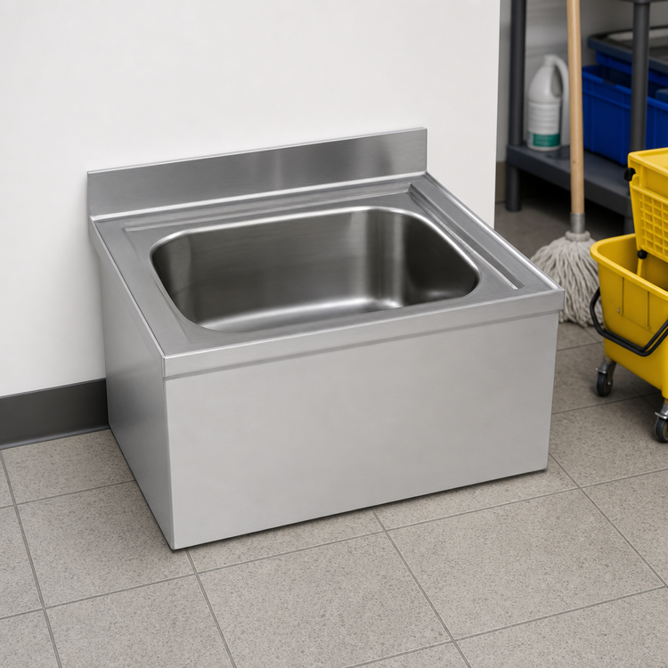 Product image #3 for Eagle Group F1916-X Floor Mounted Mop Sink with 20 x 16 x 8-Inch Bowl, 304 Stainless Steel