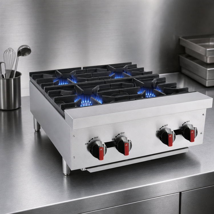 Product image #3 for BakeMax BAFA4M-24 24-Inch Natural Gas Countertop Hot Plate, 4-Burner