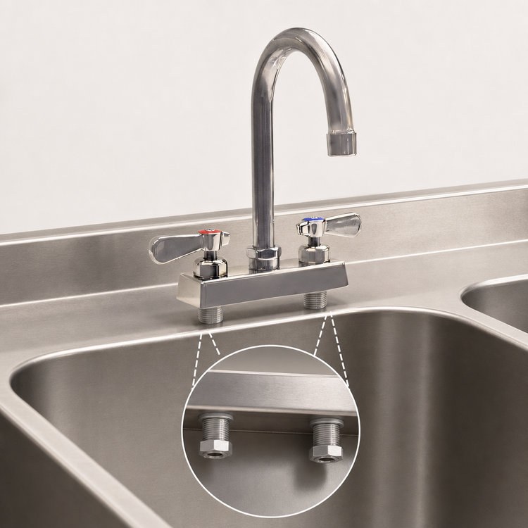 Product image #3 for BK Resources Evolution Deck-Mount Manual Faucet with 8-Inch Gooseneck Spout, 4-Inch Centers
