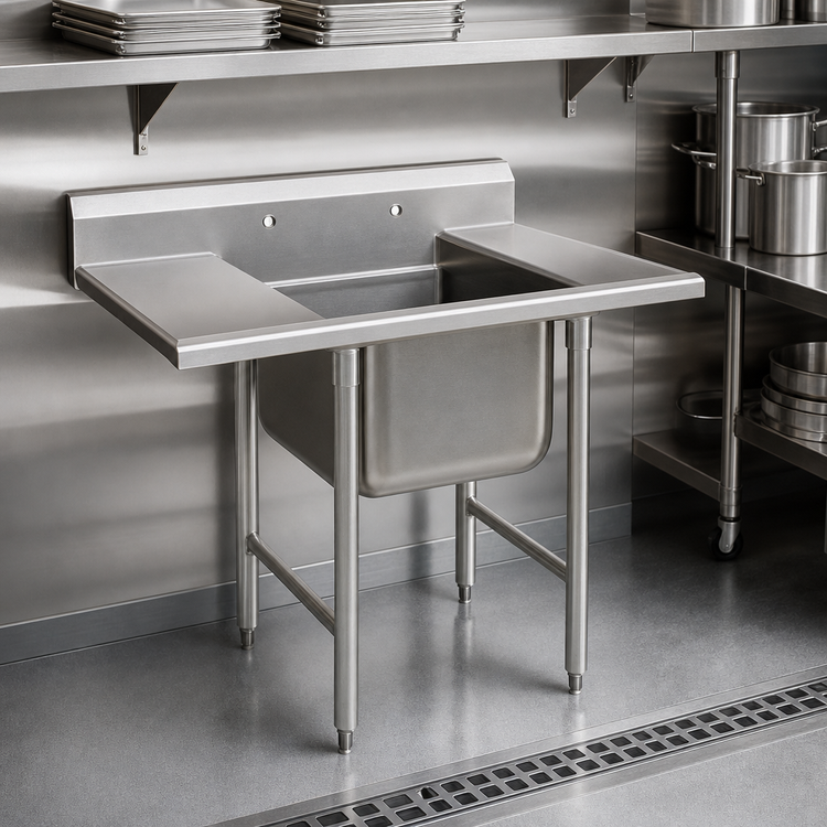 Product image #3 for Eagle 314 Series 74-Inch 1-Compartment Stainless Steel Sink with Left and Right Drainboards