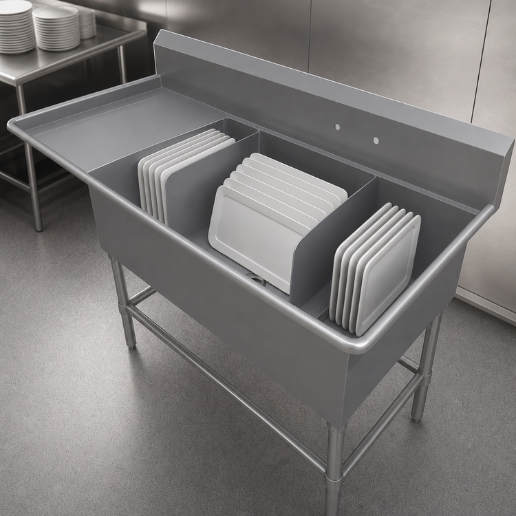 Product image #3 for John Boos Pro-Bowl 3-Compartment Platter Sink with 30 Inch Left Drainboard
