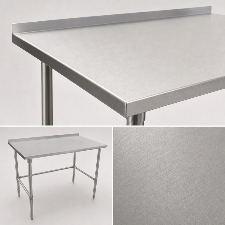 Product image #3 for Stallion 48 x 24 Inch Stainless Steel Top Work Table with 1-1/2 Inch Rear Up-Turn and Safety Edge
