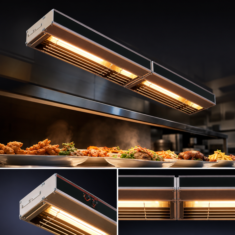Product image #3 for Hatco Glo-Ray High-Watt Dual Lighted Infra-Black Strip Heater, 60-Inch, 6-Inch Spacer, Aluminum, 3.1 kW