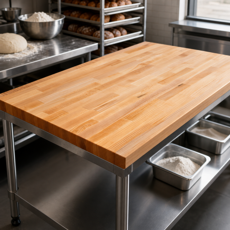 Product image #3 for John Boos Edge Grain Hard Rock Maple Bakers' Table Top, 72 x 30 x 1-3/4 Inch, Penetrating Oil Finish