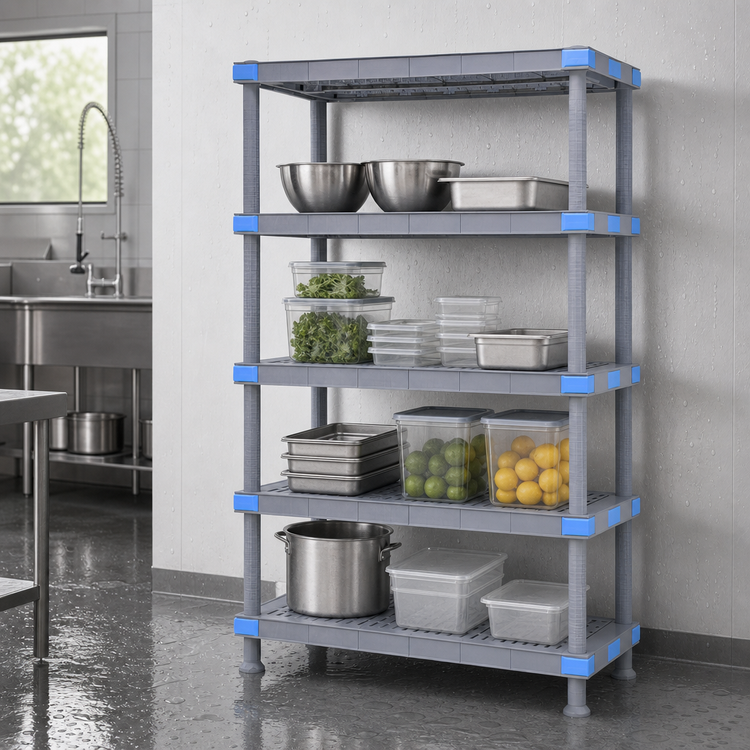 Product image #3 for Quantum Millenia 48"W x 24"D x 86"H Polymer Stationary Starter Shelving Unit, Gray