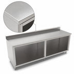 Thumbnail image #3 for John Boos 4CO6R5-3096 96-Inch x 30-Inch Stainless Steel Underbar Work Table with Open Front Cabinet Base and 5-Inch Backsplash