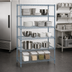 Thumbnail image #3 for Quantum Stationary Wire Shelving Starter Kit, 48-Inch W x 14-Inch D x 54-Inch H, 5 Shelves, Gray Epoxy Antimicrobial Finish