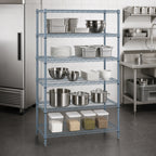 Thumbnail image #3 for Quantum WR54-1448GY-5 Stationary Wire Shelving Starter Kit, 48"W x 14"D x 54"H, 5 Shelves, Gray Epoxy Finish
