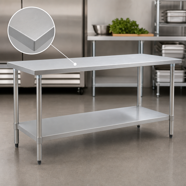Product image #3 for Eagle Group Budget Series 48" x 36" 430 Stainless Steel Work Table with Adjustable Undershelf