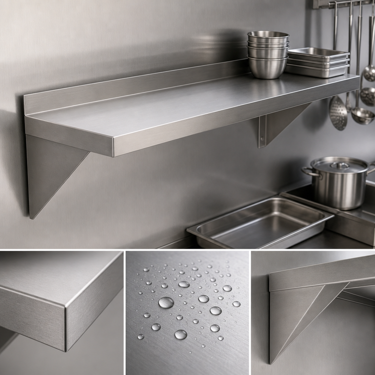 Product image #3 for Serv-Ware 60 Inch x 14 Inch 430 Stainless Steel Wall Shelf