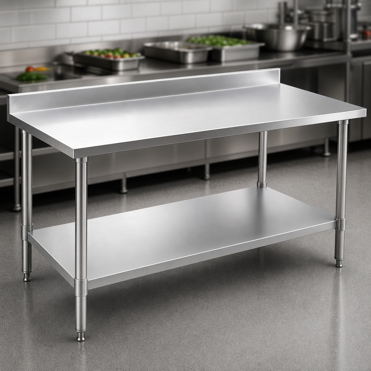 Product image #3 for Eagle Spec-Master 120-Inch x 30-Inch Stainless Steel Work Table with 4-1/2-Inch Backsplash and Adjustable Undershelf