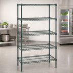 Thumbnail image #3 for Quantum WR86-2172P-5 Stationary Wire Shelving Starter Unit, 72"W x 21"D x 86"H, 5 Shelves, Green Epoxy