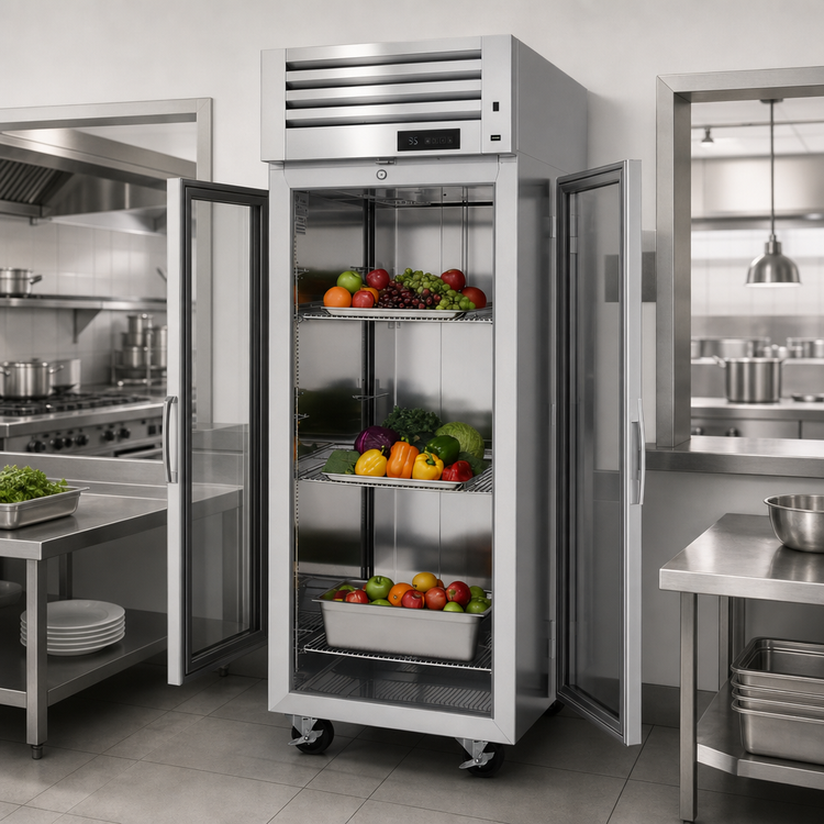 Product image #3 for Turbo Air PRO Series One-Section Pass-Thru Reach-In Refrigerator with Glass Doors, Top-Mounted Self-Contained, 29 Cu. Ft.