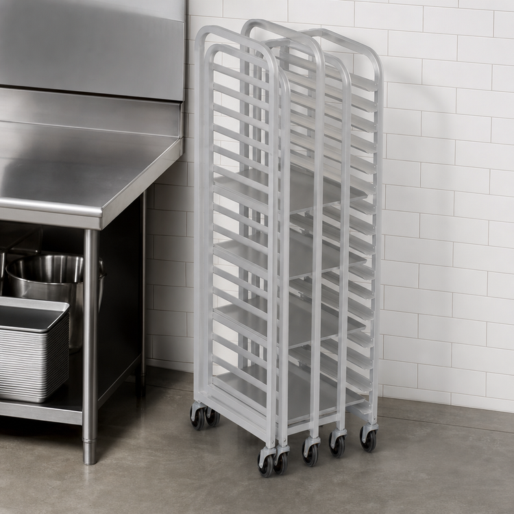 Product image #3 for Channel Heavy-Duty Nesting End-Load Aluminum Bun Pan Rack, 18 Pan Capacity, 64-Inch High