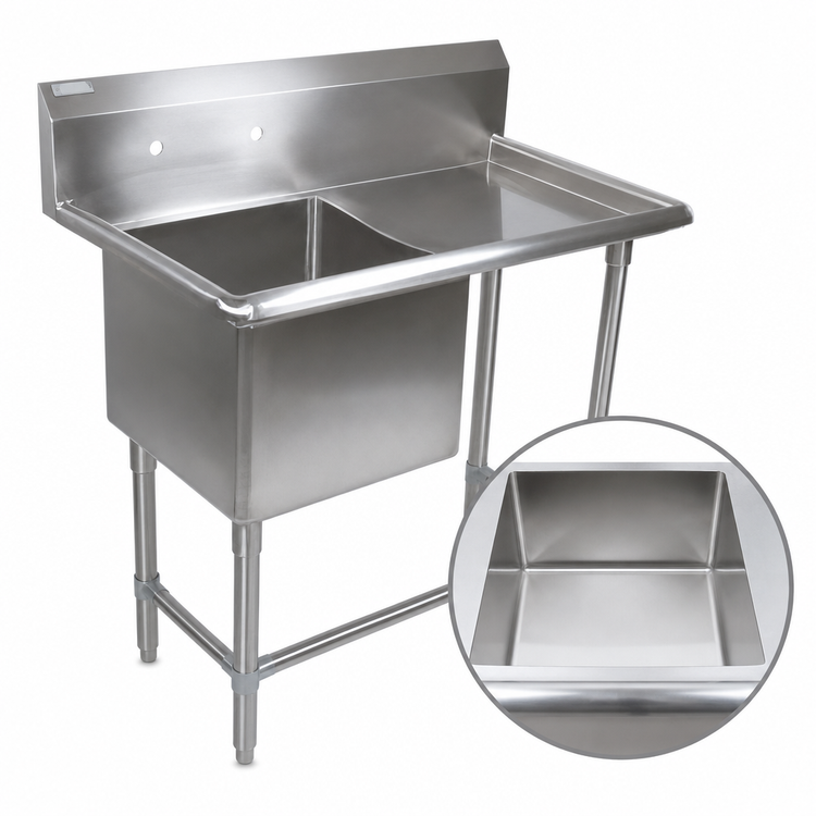 Product image #3 for John Boos Pro-Bowl Freestanding 1-Compartment Sink with Right Drainboard, 30 x 24 x 12-Inch Bowl