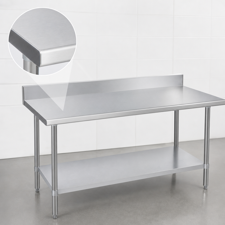 Product image #3 for Duke 48 x 36 Inch Stainless Steel Commercial Work Table with 5-Inch Riser and Undershelf