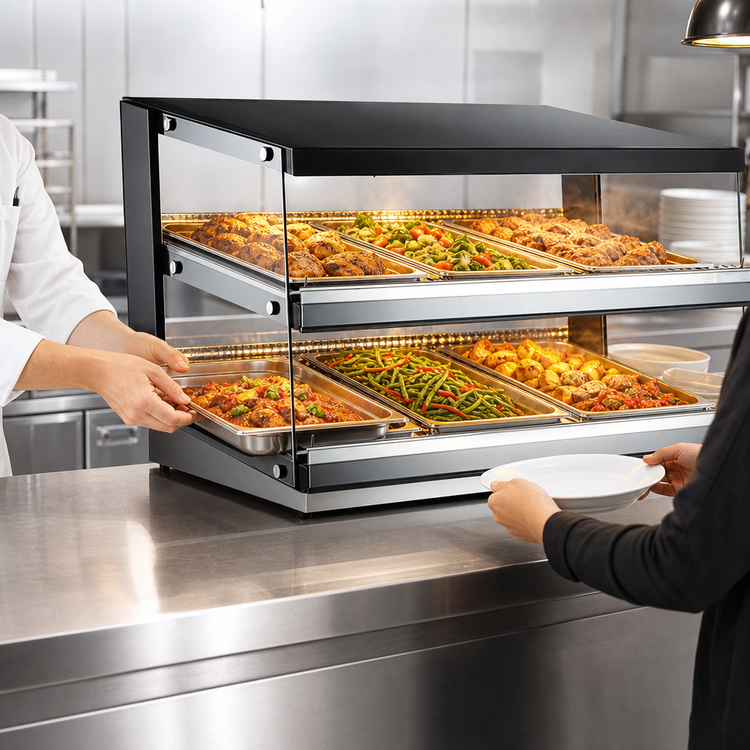 Product image #4 for Omcan Heated Pass-Through Hot Food Display Station, 43.5 Inch Countertop, 4.27 Cu. Ft., 120V
