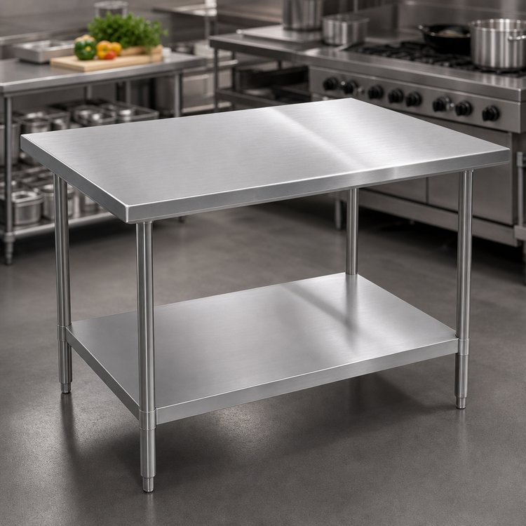 Product image #3 for Stallion 48-Inch x 36-Inch Stainless Steel Top Work Table with Galvanized Base and Adjustable Undershelf