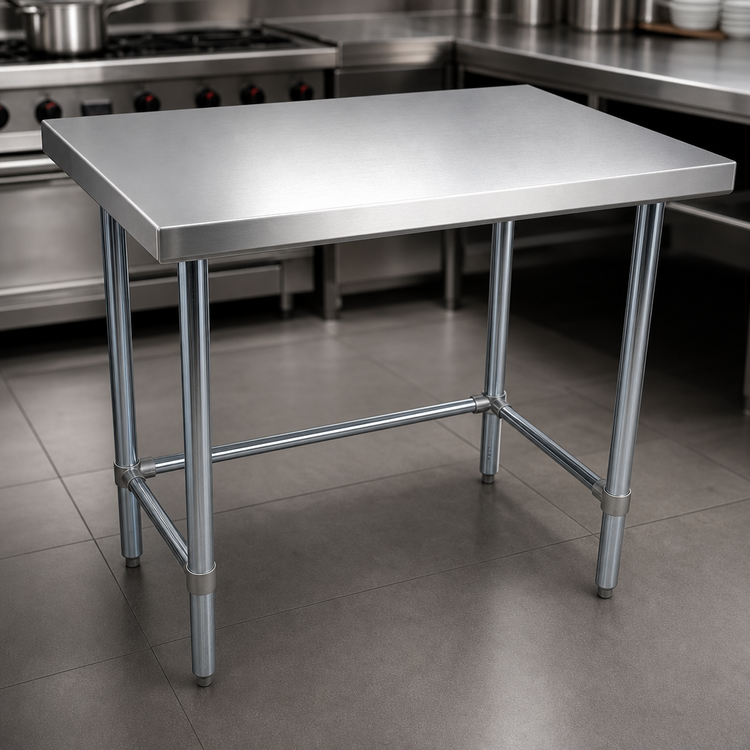 Product image #3 for 48" x 24" Open Base Flat Top Stainless Steel Work Table