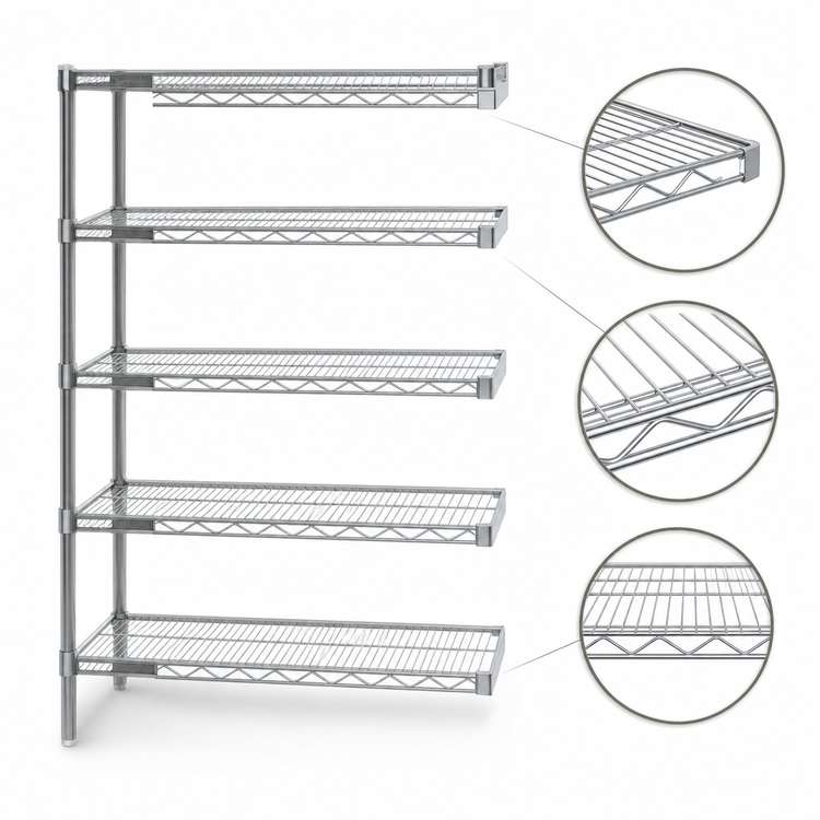 Product image #3 for EAGLEbrite 5-Tier Add-On Wire Shelving Unit, 42W x 21D x 74H, Zinc Finish