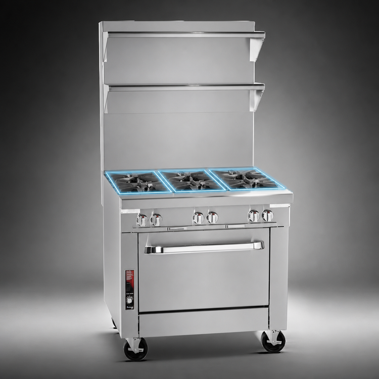 Product image #3 for Southbend Platinum 36-Inch Heavy Duty Gas Sectional Range with Three 12-Inch Uniform Hot Tops and Cabinet Base
