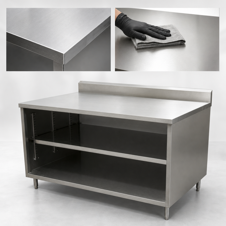 Product image #3 for BK Resources Open Front Stainless Steel Chef Table Cabinet Base with 5-Inch Riser, 36 x 24 x 39-3/4 Inches
