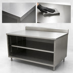 Thumbnail image #3 for BK Resources CSTR5-2436 Open-Front Stainless Steel Chef Table, 14-Gauge 304 Top, 5-Inch Riser, 36 x 24 x 39-3/4 Inches