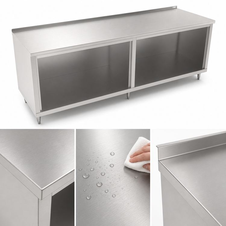 Product image #3 for John Boos Open Front Cabinet Base Work Table, 144-Inch W x 24-Inch D, 16-Gauge Stainless Steel Top