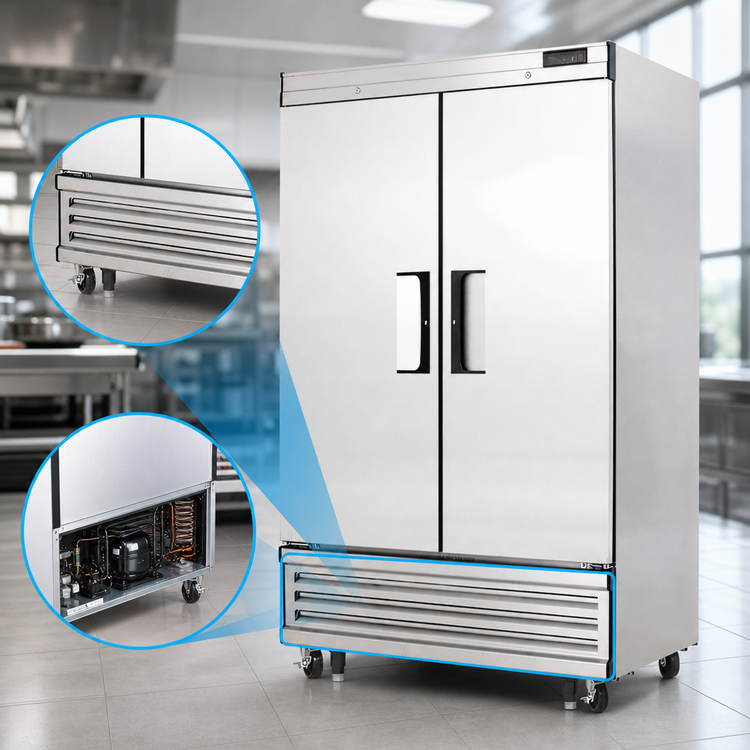 Product image #3 for Everest Refrigeration EBSF2 Two-Section Reach-In Freezer, 48 Cu. Ft., Bottom-Mounted Self-Contained Refrigeration