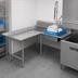 Thumbnail image #3 for John Boos Pro-Bowl L-Shaped Soiled Landing Dishtable with 10-Inch Landing Shelf, 20 x 20 x 8-Inch Sink Bowl, Left-to-Right, 70-Inch Machine-to-Corner x 48-Inch Corner-to-End