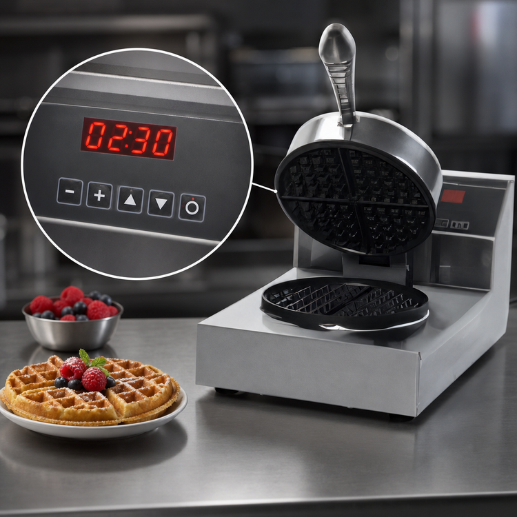 Product image #3 for Nemco Single Countertop Round Waffle Baker with Digital Programmable Controls, 240V