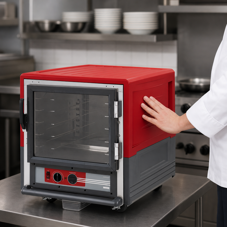 Product image #3 for Metro C5 3 Series Insulation Armour Mobile Under Counter Heated Holding Cabinet, Clear Polycarbonate Door, Red, Low-Wattage