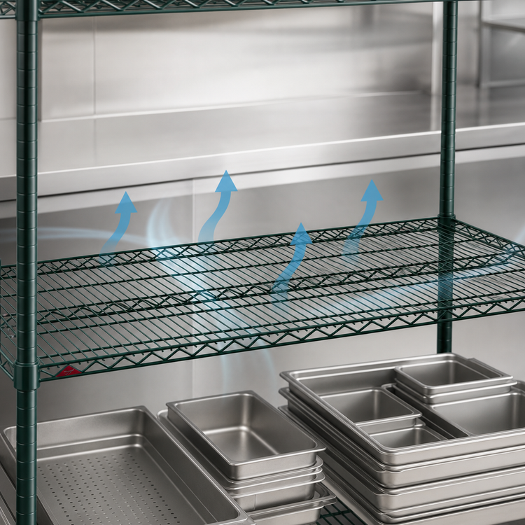 Product image #4 for Metro Super Erecta Super Wide 54 in. W x 30 in. D Wire Shelf, Metroseal Green Epoxy with Microban