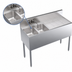 Thumbnail image #3 for Krowne Royal Series Two-Compartment Stainless Steel Underbar Sink Unit with Right Drainboard and Faucet, 48 x 19 Inches