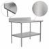 Thumbnail image #3 for John Boos Stallion Safety Edge Stainless Steel Work Table, 120W x 30D, 5 Inch Backsplash, Galvanized Base
