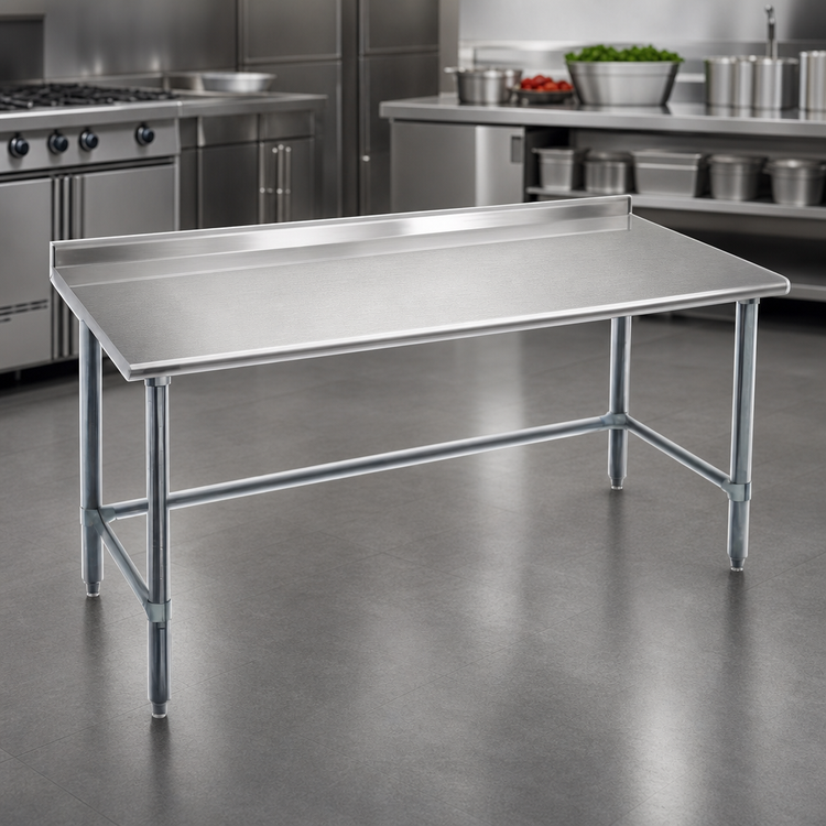 Product image #3 for Deluxe Series 84-Inch x 24-Inch Stainless Steel Work Table with 1-1/2-Inch Rear Up-Turn and Galvanized Base