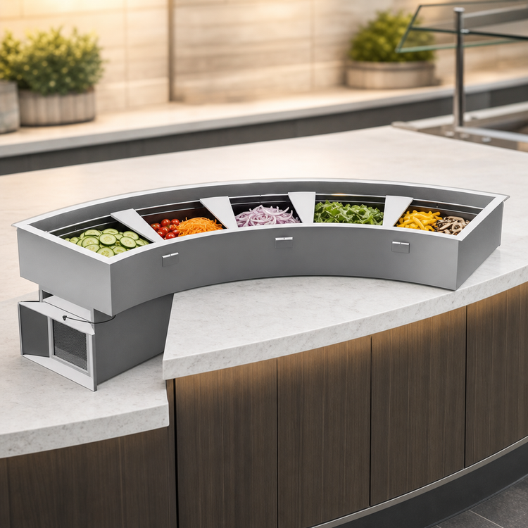 Product image #3 for Randell 30-Inch Drop-In Curved Refrigerated Cold Food Well, 2-Pan, Full-Size, Self-Contained R290