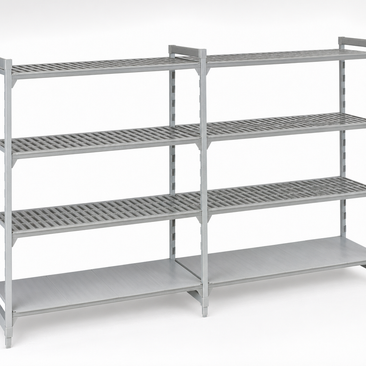 Product image #4 for Cambro Camshelving Premium 4-Tier Add-On Polymer Shelving Unit, 18 x 72 x 64 Inches, Vented and Solid, Speckled Gray