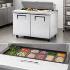 Thumbnail image #3 for True Mfg. - General Foodservice TSSU-48-12-HC 48-Inch 2-Section Self-Contained Sandwich/Salad Prep Table, 12-Pan Top, 2 Doors