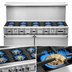 Thumbnail image #3 for Imperial Pro Series 60-Inch Gas Restaurant Range with 10 Open Burners, Convection Oven, and Open Cabinet Base