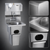 Thumbnail image #3 for Wall-Mounted Hand Sink with Built-In Waste Receptacle, Faucet, Soap & Towel Dispenser, 304 Stainless Steel