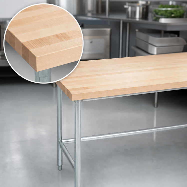 Product image #3 for Advance Tabco 60-Inch x 30-Inch Maple Top Work Table with Galvanized Base
