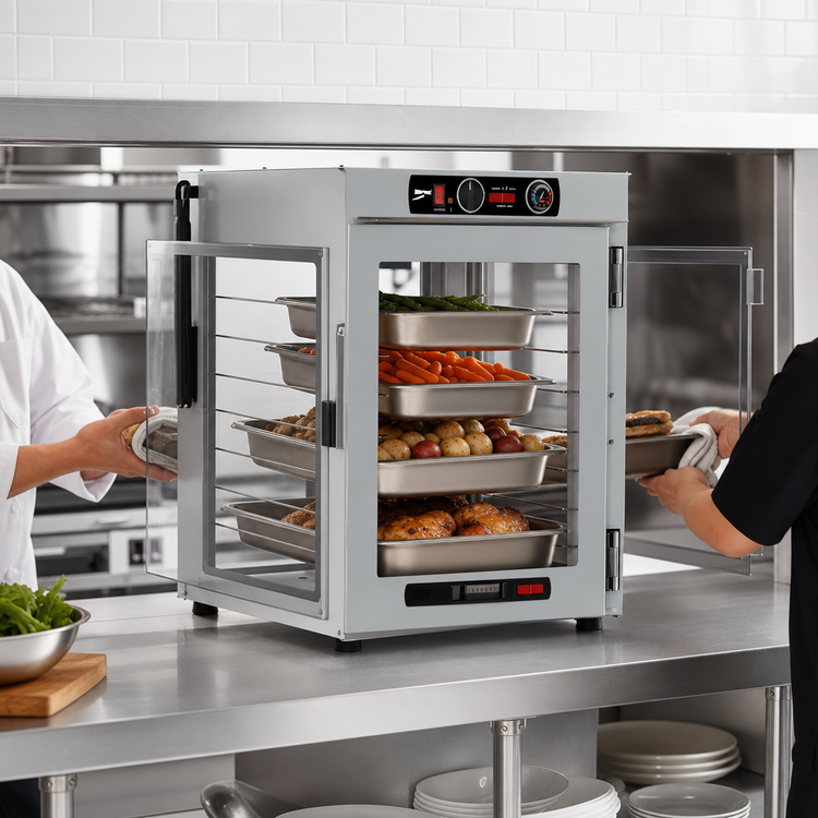 Product image #4 for Metro HotBlox Wide 8-Pan Pass-Thru Countertop/Stacking Insulated Holding Cabinet with Clear Front and Rear Doors