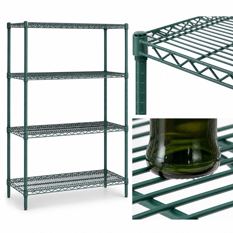 Product image #4 for Eagle Valu-Gard Green Epoxy Double-Mat 4-Tier Wire Shelving Starter Unit, 36 x 18 x 74 Inches