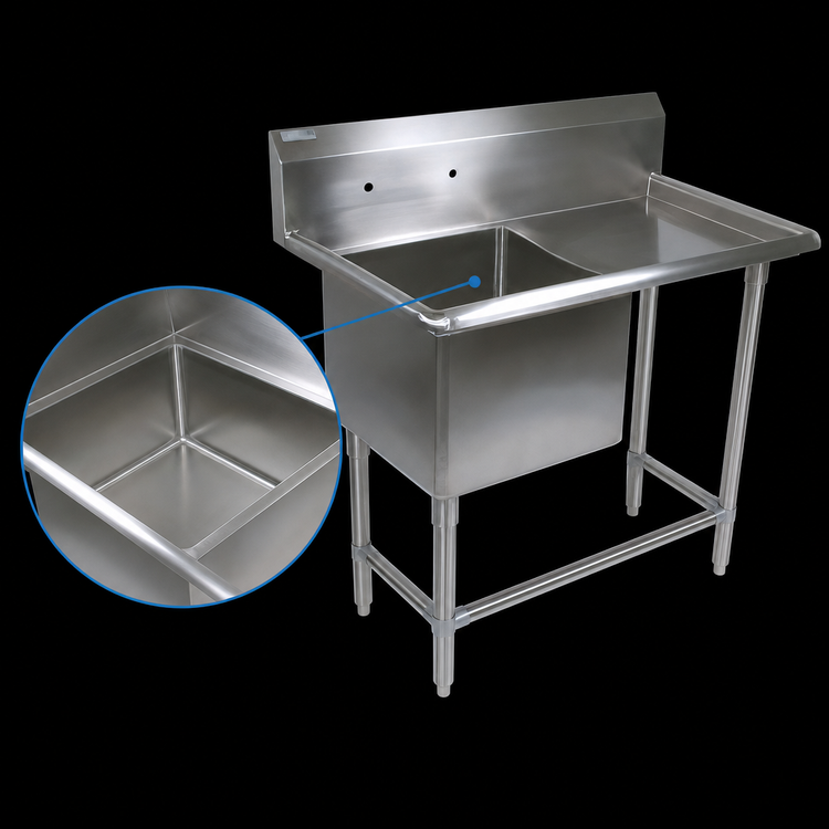 Product image #3 for John Boos Pro-Bowl 1-Compartment Sink with Right Drainboard, 16-Gauge Stainless Steel