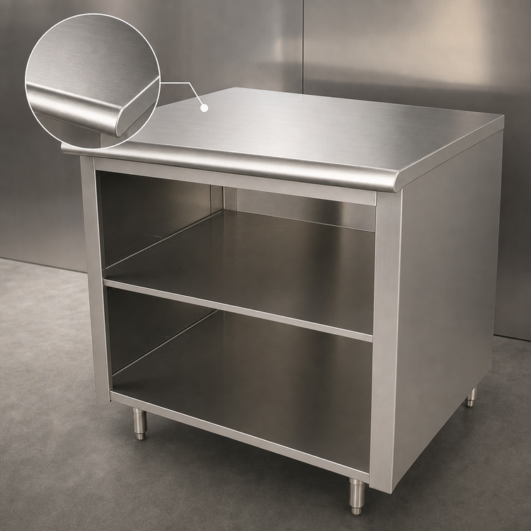 Product image #3 for Advance Tabco 72-Inch x 30-Inch Stainless Steel Work Table with Open Front Cabinet Base and Mid-Shelf