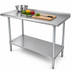 Thumbnail image #3 for Advance Tabco 60 Inch x 36 Inch 16 Gauge 430 Stainless Steel Work Table with 1-1/2 Inch Rear Up-Turn and Galvanized Undershelf